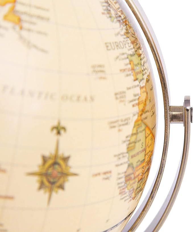 ANNOVA 8" / 20cm World Globe Antique Globe Metal Arc and Base Bronzed Color - All Direction 360° Rotating - Educational/Geographic/Modern Desktop Decoration - for School, Home, and Office (720°)
