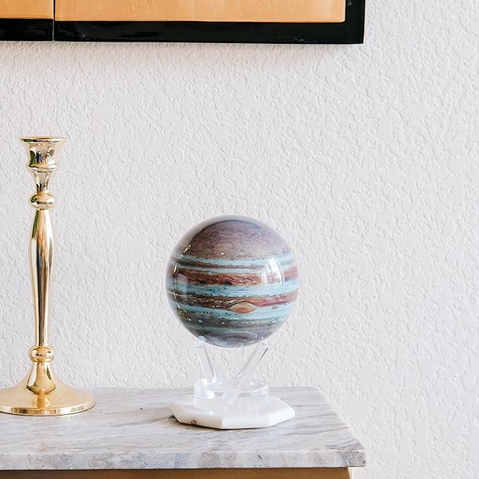MOVA Jupiter Globe 6” – Solar-Powered Rotating Planet Display for Desk or Shelf | No Batteries or Wires | Floating-Style Space Decor