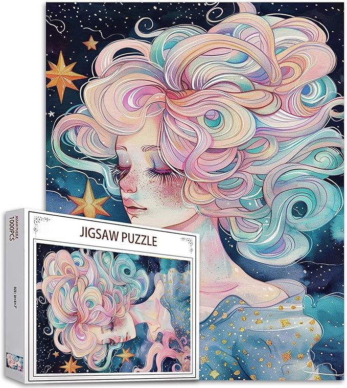Tucocoo 1000 Piece Jigsaw Puzzles for Adults Fantasy Woman Painting Jigsaw Puzzle Celestial Goddess 1000 Pieces Puzzles for Challenging Family Activity Game Night Sky Stars Art DIY Puzzle Wall Decor