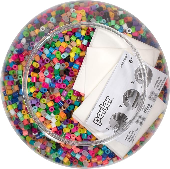Perler Fuse Bead Craft Kit with Ironing Paper, Storage Container, and Instructions, Multicolor 32002 Piece, Small