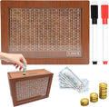Money Saving Box, Wooden Money Box with Money Target and Numbers, Savings Challenges Money Box, Cash Savings Box, Bank for Adults Kids (5000 Dollar Brown)