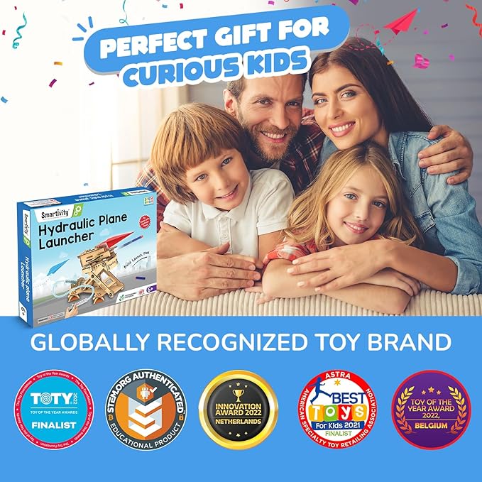 Smartivity DIY 2in1 Hydraulic Airplanes & Darts Launcher STEM Toy for Kids Ages 6-14 Years I Birthday Gifts for Smart Kids | DIY Science Kit for Boys & Girls 6, 8,10,12,14 Years Old