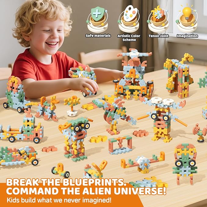 Interlocking Large Building Blocks for Toddlers 3-5, STEM Building Toys for Kids 3 3+ 4 4+ Year Old, Manipulatives Preschool Kindergarten Toys for Kids Age 3+, Birthday Gifts for Boys Girls