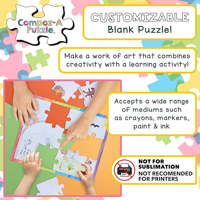 Hygloss 8 Blank Heart Puzzles with Envelopes – 8.5 x 9.5 Inches with Surrounding Frame – Ideal for Valentine’s Day Crafts – Write, Draw, and Decorate – 34 Pieces Each