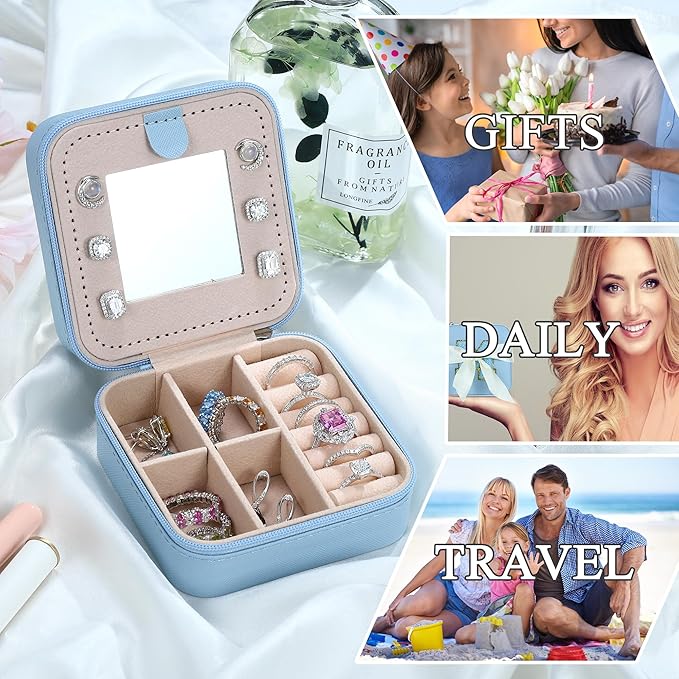 Parima Gifts for Mom from Daughter - Mothers Day Gift Jewelry Case Jewelry Boxes for Mom Birthday Gift for Mother Travel Gift for Women - Letter K, Sky Blue