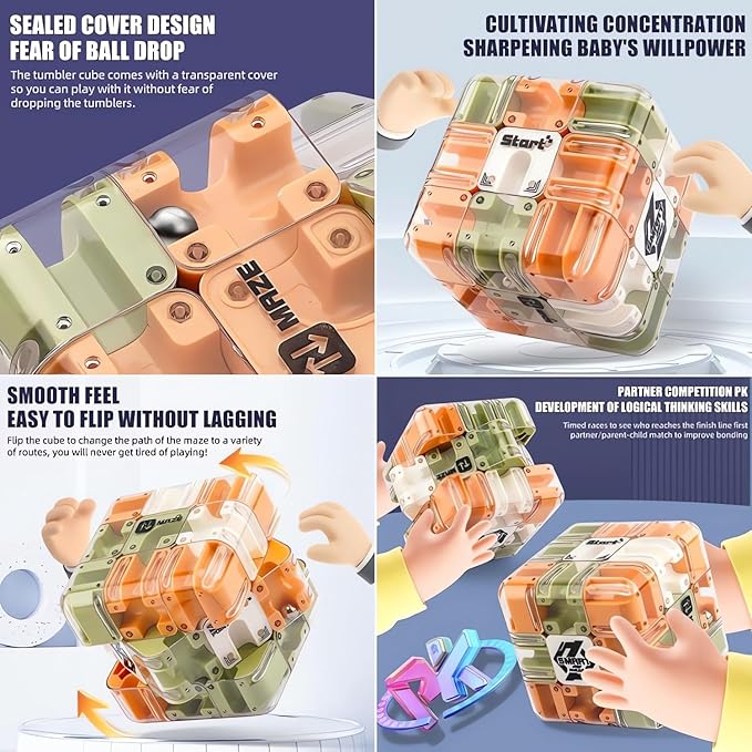 Large 3D Puzzle Maze Cube - Engaging Brain Teaser Toy, High Difficulty 3D Maze Cube & Ball, Stress Relief & Logic Development Puzzle, Spatial Awareness Brain Training Toy Educational Gift (1 PC)