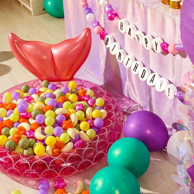 GOGOSO Ball Pit Balls Stars Moon Shapes Plastic Pitballs for Toddler Play Tent Baby Photo Props Kids Pool Water Toys Kiddie Pool Party Decor,Orange Green Purple,100pcs