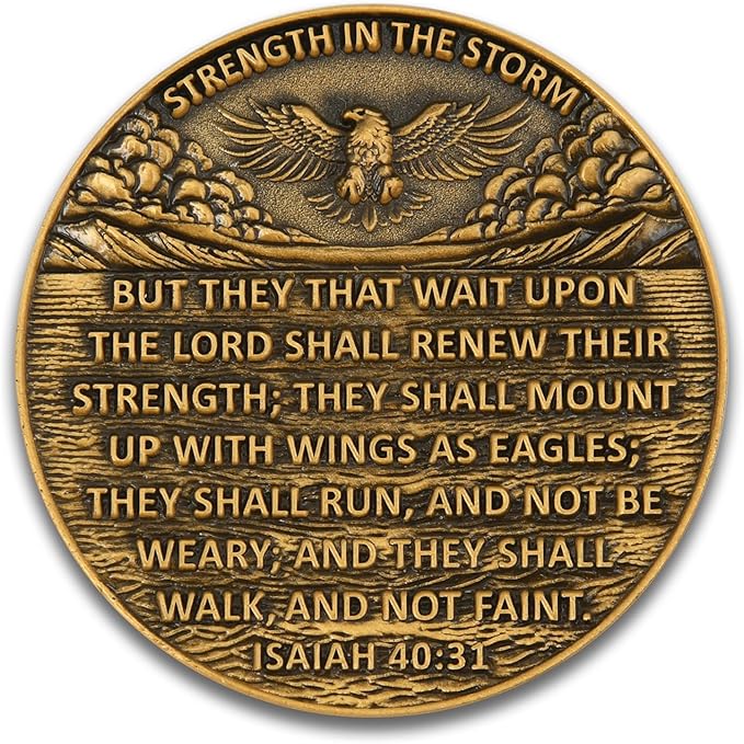 Inspirational Eagle Coin - Motivational Inspirational Gift for Spiritual Encouragement, Christian Gift, Strength in The Storm Token, First Responder Keepsake