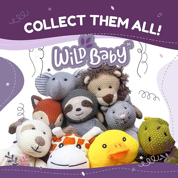 WILD BABY Microwavable & Weighted Plush Toy - Dog Stuffed Animal for Comfort & Warmth - Soft, Heatable Plushie for Snuggles - Great for Kids, Toddlers & All Ages
