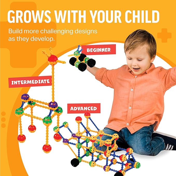Educational Building Blocks Kit, 176 Pieces, Ages 4-8, Easter Basket Stuffers Gifts for Kids