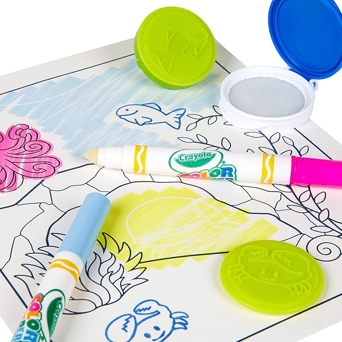 Crayola Color Wonder Mess Free Coloring Activity Set (30+ Pcs), Holiday & Christmas Gift for Toddlers, Travel Art Kit with Markers, Stamps, and Stickers, Ages 3+