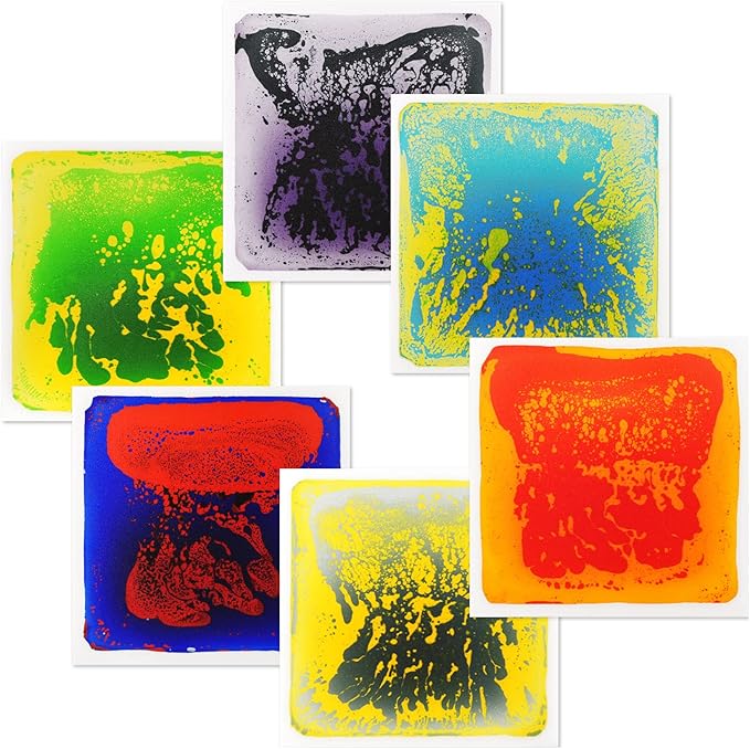 Art3d Liquid Sensory Floor Activity Tiles, 11.8"x11.8" Square, Multicolor, 6 Tiles
