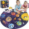 Floor Puzzle for Kids Ages 5-8 with Solar System Planets 70 Piece Globe Space Planets Large Floor Puzzle for Kids, Planet Round Large Puzzle for Toddlers, Geography Educational Toys for Boys&Girls