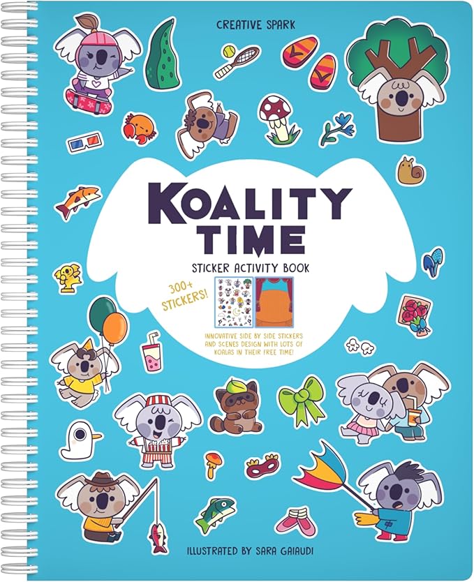 CUPKIN Koalas Sticker Book Activity for Kids, Toddler Airplane Travel Essentials, 300+ Koala Stickers for Children + 8 Scenes + Coloring Pages, Koala Bear Lover Gift Kids Crafts for Ages 2–8