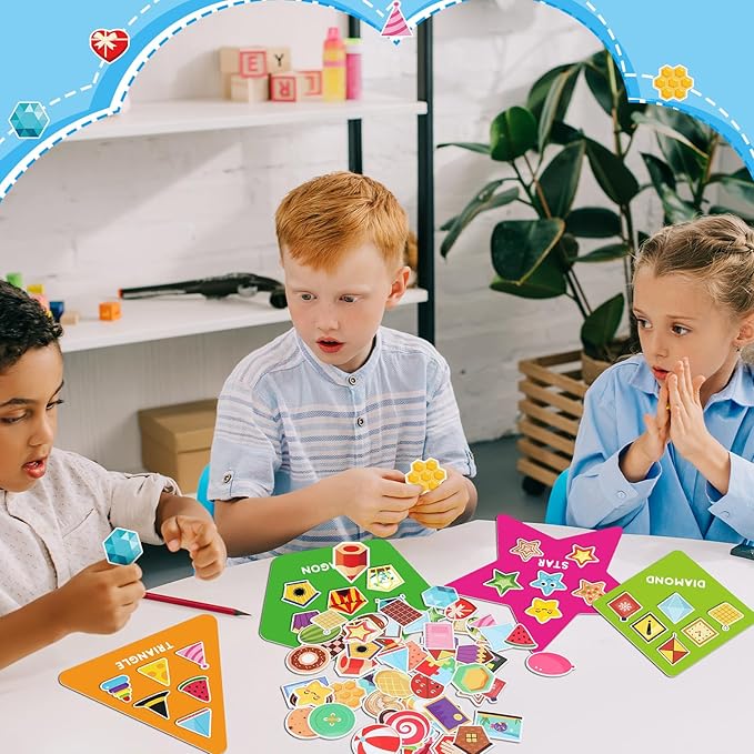 70 Pcs Shape Sorters for Toddlers Shape Puzzle and Matching Games Set with 10 Sorting Mats and 60 Everyday Objects Pieces for Kids Preschool Classroom Child Learning