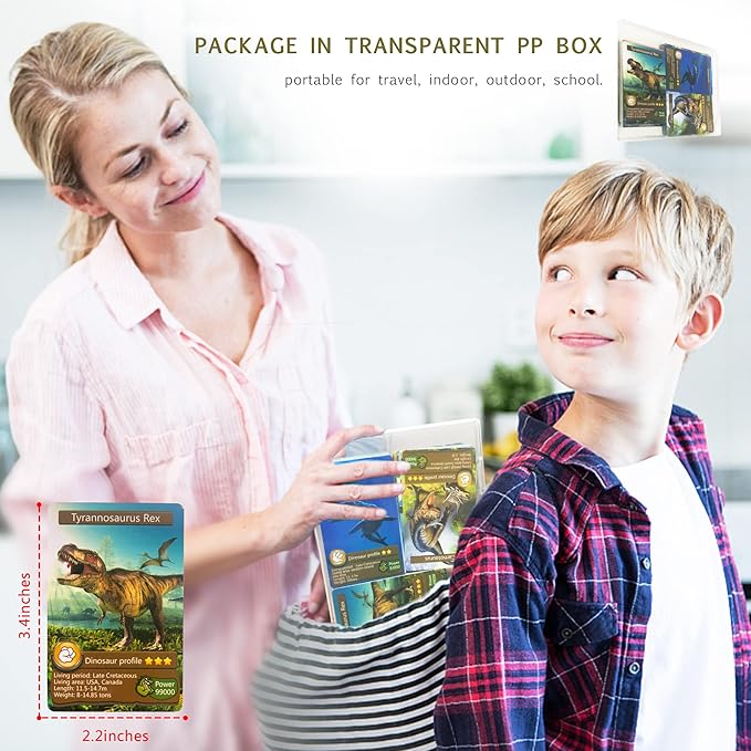 55PCS Dinosaur Learning Recognition Flash Cards,Dinosaur Fan Collectible Cards, Flash Card, Educational Learning Toys for Kids, Gift for Boys and Girls.