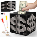 Primo Lines Piggy Bank for Adults Must Break to Open, with Savings Counter & Goal Tracker, Unbreakable Stainless Steel Money Box for 10K Challenge $3000 $5000, Kakeibo(4.72 Inch)