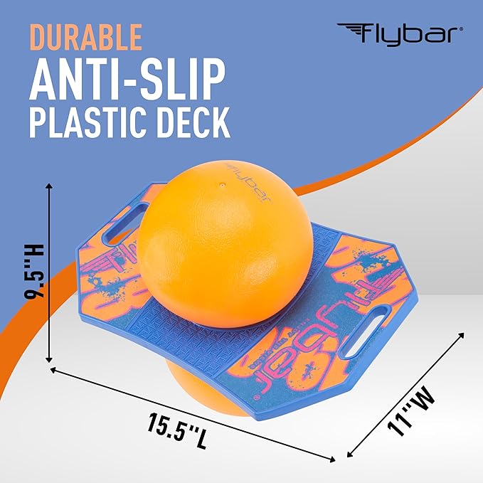 Flybar Pogo Trick Ball for Kids – Balance Bounce Board with Anti-Slip Deck – Pump Included - Indoor & Outdoor Toys for Boys and Girls Fun Way to Reduce Screen Time Supports up to 160 lbs – Ages 6+