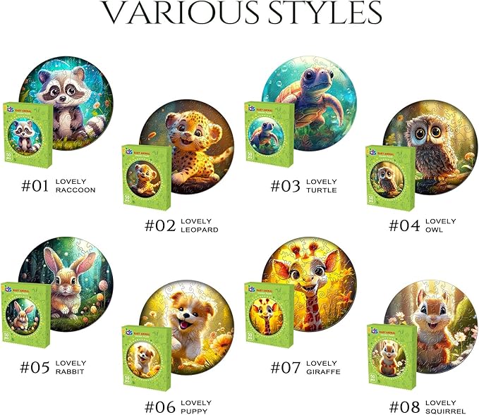 Christmas Birthday Gifts for Kids Girls Boys, Wooden Jigsaw Puzzles for Kids Ages 4-6, 50 Piece Unique Shape Animal Theme Puzzle - Preschool Learning Educational Toys for Kid 3+ (Rabbits)
