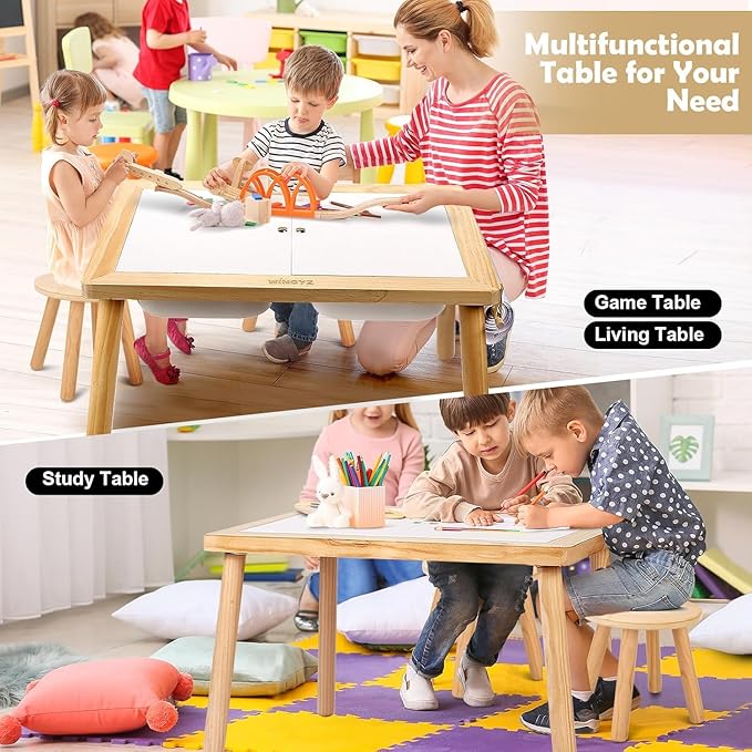 wingyz Kids Table for Play Study Dining Toys Storage, Sensory Tables for Toddler, Activity Table with Storage Bins Birthday Gifts for Boys and Girls