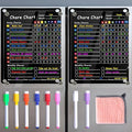 2Pcs Acrylic Magnetic Chore Chart for Kids & Adults, 12"x9.5" Clear Dry Erase Reward Board - Behavior and Responsibility Refrigerator Chart for at Home Multiple Kids, Teens(w/ 8 Markers & Towel)