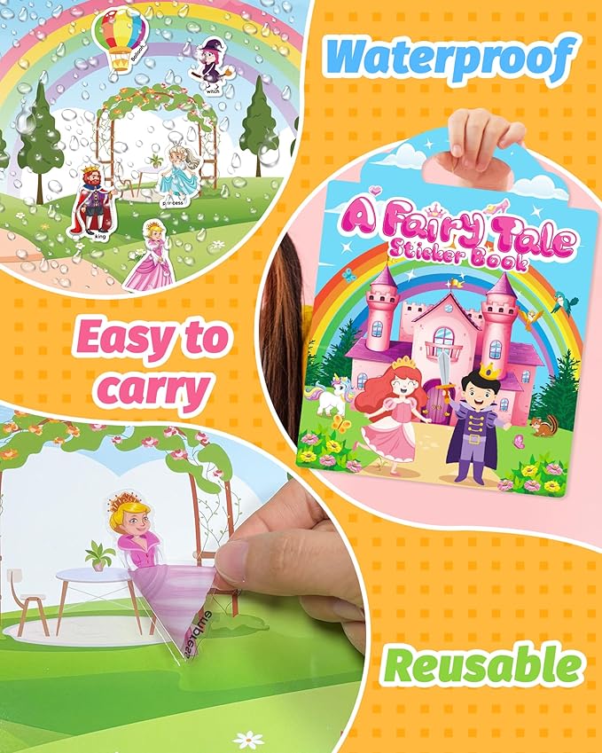 Reusable Sticker Book for Toddlers 2-4 Years, Stickers for Kids, Toddler Craft Activities, Toddler Travel Toys Ages 2+ Boy Girl Birthday Gifts