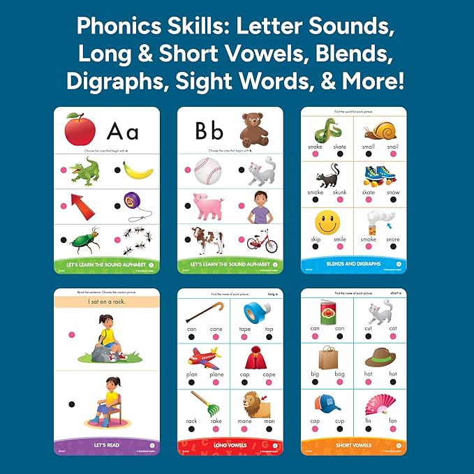 Educational Insights Hot Dots Phonics Fun! Set - Preschool and Kindergarten Flash Cards Compatible with Interactive Pen, Preschool Learning Activities, Learn to Read Activity for Kids Ages 3+