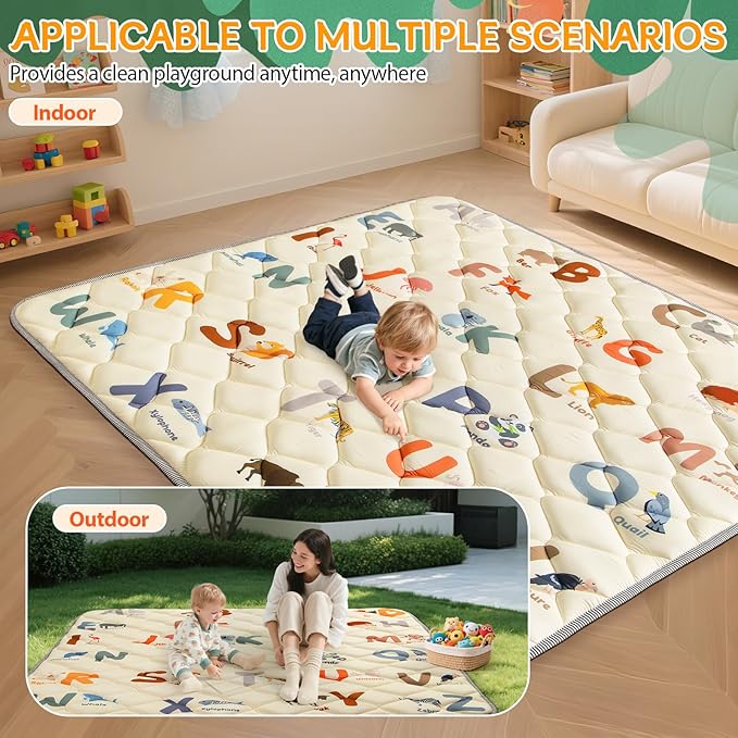 Baby Play Mats for Floor - 74”x50” Playmat for Baby and Toddlers Infants - Foam Play Mat - Infant Mats for Floor Play Thick - Tummy Time Floor Mat
