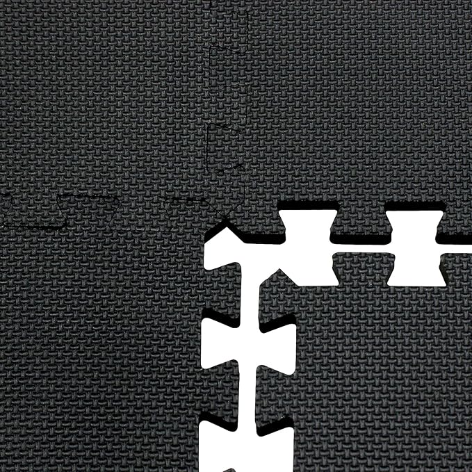 Yostrong® 18 Tiles Interlocking Puzzle Foam Baby Play Mat for Playing - EVA Babies Crawling Mat | Rubber Floor Work Out Mats for Home Gym. Black. YOC-Db18N