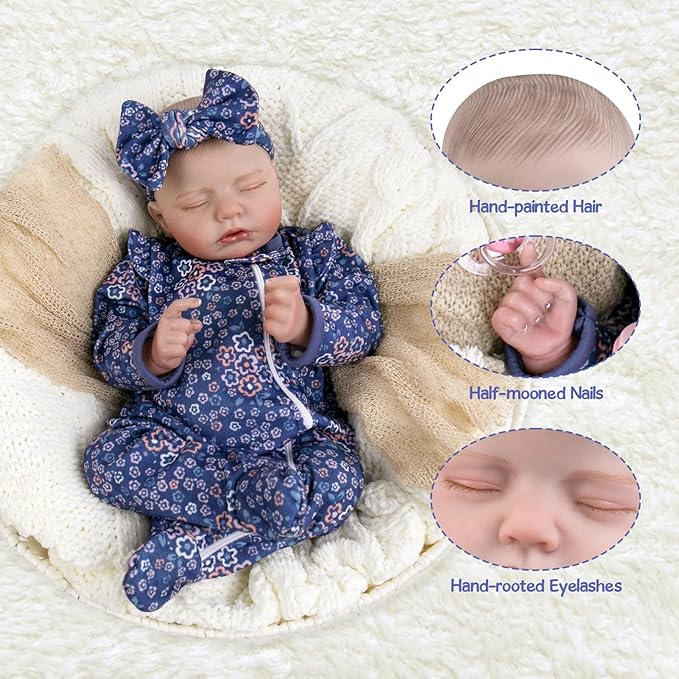 Aori 20 Inch Weighted Reborn Baby Doll - Hyper Realistic Lifelike Newborn Girl with Outfit, Collectible Soft Body Baby Doll for Girls Age 3 for Christmas/Birthday