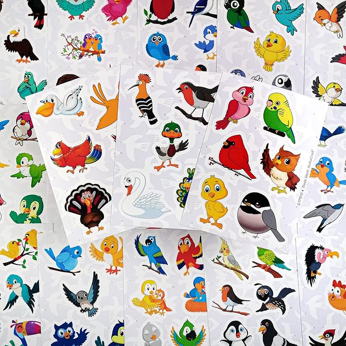 BulbaCraft 100Pcs Bird Stickers, Bird Party Favors, Parrot and Hummingbird Stickers, Gifts for Women & Men