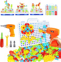STEM Design and Drill Toy for Kids Ages 3-8, 193 Pcs Electric Drill Toy,Creative Building Toys,Magic Montessori Play Toolbox for Toddler Boys Girls Preschool,STEM Toys for 3 4 5 6 7 8 Year old
