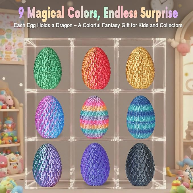 Large Dragon Eggs with Dragon Inside, 3D Printed Surprise Funny Gifts for Kids, Articulated Dragon Fidget Toys for Adults, Executive Desk Toys Office Room Décor (Orange Red)