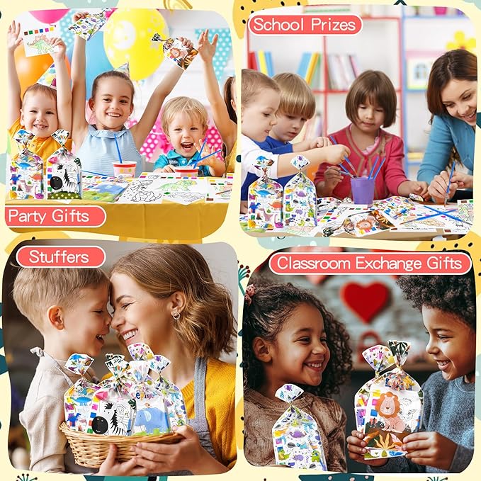 Rotu Party Favors for Kids 4-8, 15 Pack Goodie Bags Stuffers for Kids Paint with Water Coloring Books for Ages 8-12 Watercolor Painting Set Birthday Gifts Classroom Prizes, 106Pcs