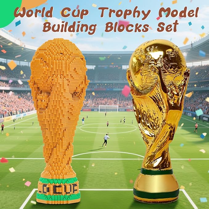 Mini Blocks Building Sets Adult - World Cup Trophy Model, 4000+ Pcs Micro Building Blocks Sets, Best Architectural Gift for 14+ Teens and Soccer Enthusiasts, Building Block Enthusiast
