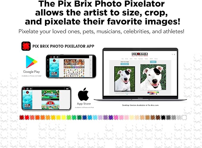 Pix Brix Pixel Art kit Puzzle Bricks – 6,000 Piece Pixel Art Container, 12 Color Light Palette – Interlocking Building Bricks, Create 2D and 3D Builds Without Water or Glue – Stem Toys, Ages 6 Plus