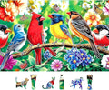 500 Piece Bird Jigsaw Puzzle for Adults - 23x15 Inch Vibrant Cardinal & Blue Bird with Flowers & Butterflies, Unique Art Puzzle for Home Decor & Gift