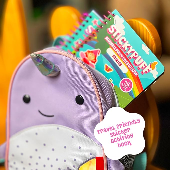 Stickypuff Value Pack - 3 Reusable Puffy Sticker Book for Toddlers - Puffy Stickers for Toddlers - Travel Activities for Kids Ages 4-8 - Screen Free Birthday Gifts (Wonderland)
