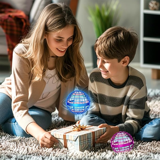 2025 Flying Orb Ball - AI Cool Novelty Gift Galaxy Boomerang Hand Drone Magic Floating Orbit Ball Hover Mini Outdoor Fidget Toy for Boys Girls Teens Kids (2 Pack Blue Rose)