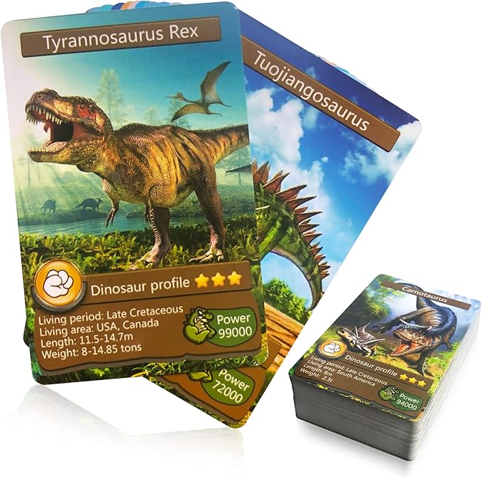55PCS Dinosaur Learning Recognition Flash Cards,Dinosaur Fan Collectible Cards, Flash Card, Educational Learning Toys for Kids, Gift for Boys and Girls.