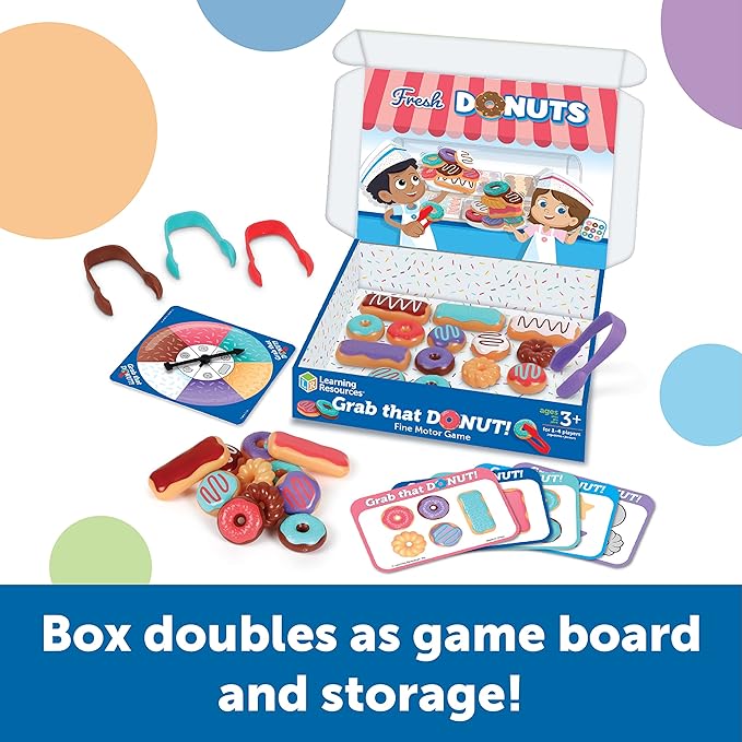 Learning Resources Grab That Donut! Fine Motor Game - Toddler Food Bakery Toys, Board Games, Color Sorting, Gifts for Boys and Girls, Hand Eye Coordination, Preschool Sensory Activities