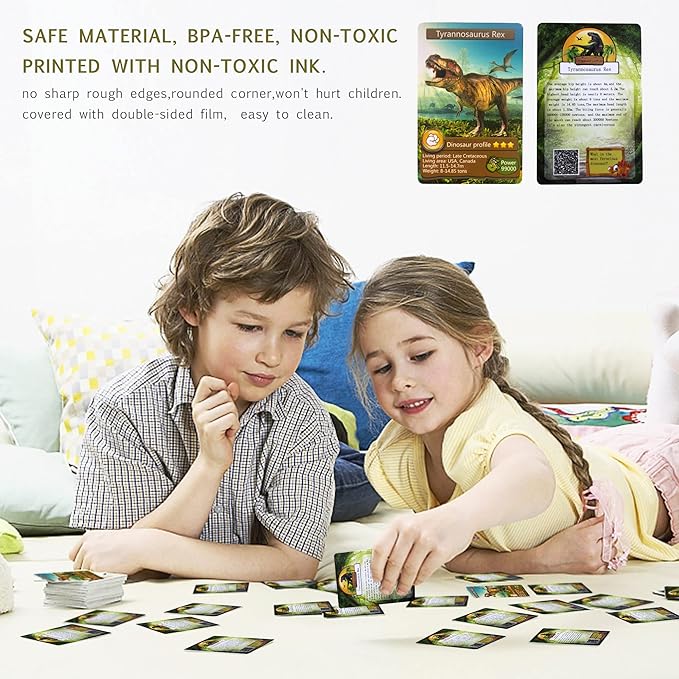 55PCS Dinosaur Learning Recognition Flash Cards,Dinosaur Fan Collectible Cards, Flash Card, Educational Learning Toys for Kids, Gift for Boys and Girls.