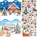 Winter 3D Puffy Sticker Play Set Xmas Activity Book for Kids Toddlers 2-4 Toys Sticker Merry Christmas Holiday Party Supplies 100 Reusable Puffy Window Decals 2 Fold-Out Christmas Scenes