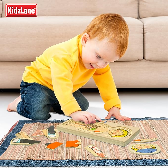 Kidzlane Boy Wooden My Body Puzzle for Toddlers & Kids - 29 Piece Boys Anatomy Puzzle Kid Play Set - Anatomy for Kids, Skeleton Toys for Children Ages 3 Plus