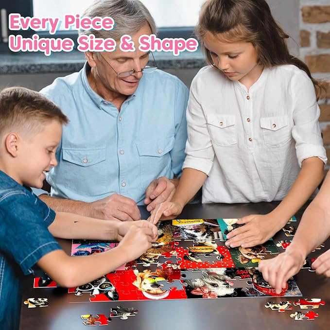 100 Piece Puzzles Multicolor Fun Dogs, Large Piece Jigsaw Puzzle for Kids Ages 4-6 6-8 8-10, Puppy Theme Puzzles for Teens Seniors Adults, Collection Gift Home Art Decor Toys Gifts for Girls Boys