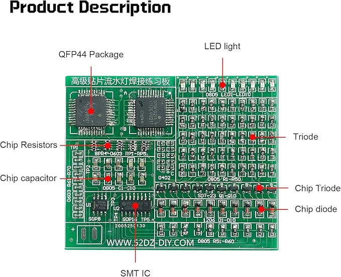 SMT Soldering Practice Board Kit DIY Welding Practice Kit DIY Electronic Kit for STEM Beginners School Education (Green)