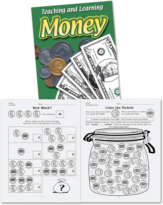 Learning Resources Teaching and Learning Money Activity Book, Counting/Sorting, Grades 4+,Multicolor
