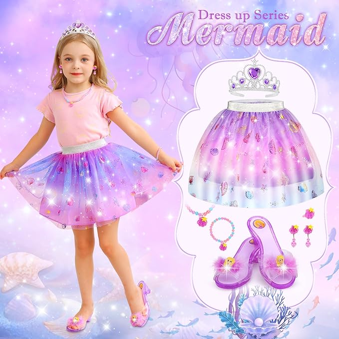 VGOFUN Princess Dress Up Shoes Set,Princess Dress Up Toys Toddler Jewelry Boutique Kit Girls Dress Up Clothes with Princess Shoes Role Play Birthday Party Toys Gifts for Little Girls 3,4,5,6 Years
