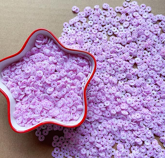 3000Pcs Clay Beads Flat Round Polymer Bead Vinyl Heishi Beads Flat Round Polymer Bead Flat Clay for Jewelry Making Necklace Bracelet (24-White+Purple)