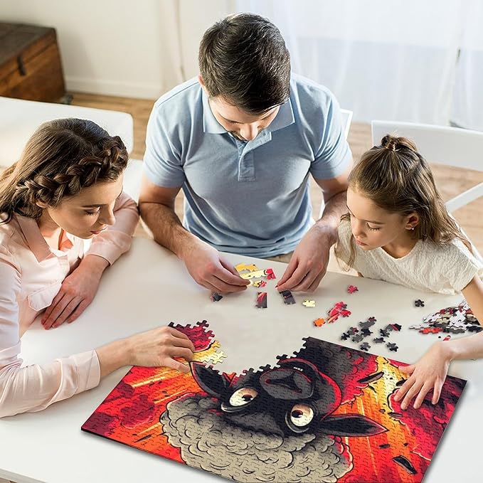 Sheep Thickened Wooden Jigsaw Puzzles 1000 Pieces 3D Animal for Adults Fun Home Decoration Education Game Toy Intellectual Game Stress Relief Challenge Educational 1000pcs (75x50cm)